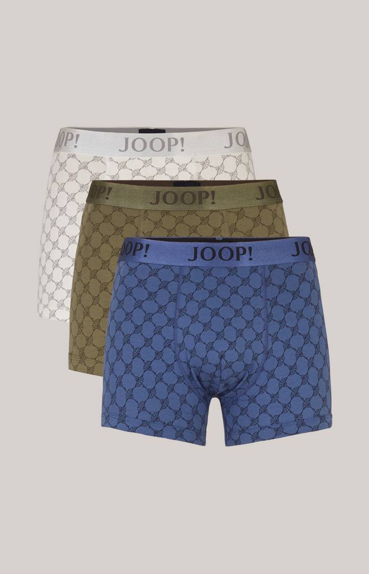 Joop 3-er Pack Boxer in Oliv/Weiß/Blau gemustert