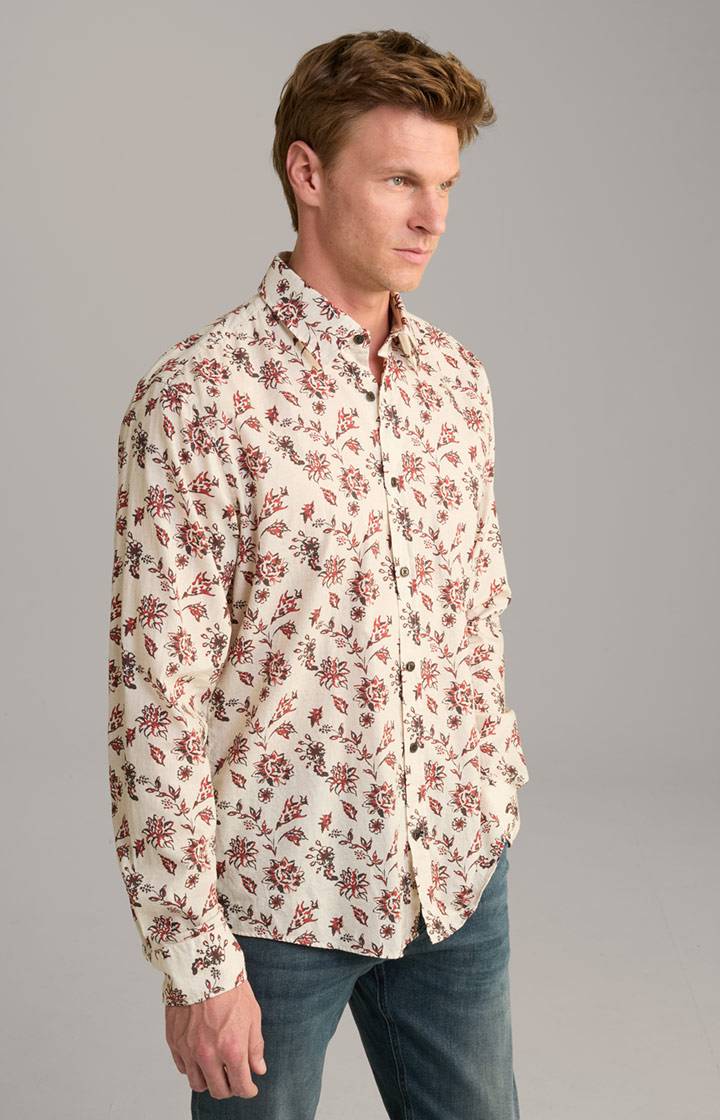 Joop Baumwoll-Hemd Hanson in Beige gemustert