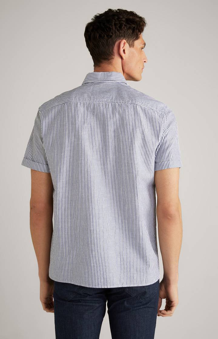 Joop Baumwoll-Leinen-Hemd Herry In Blau Gestreift