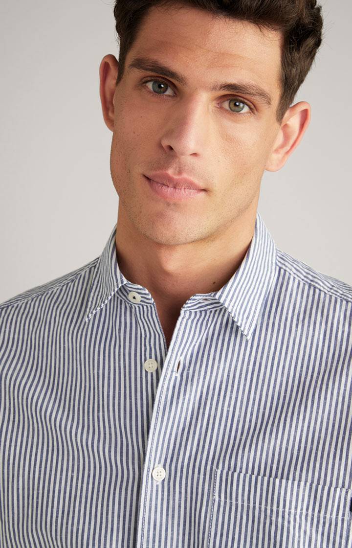 Joop Baumwoll-Leinen-Hemd Herry In Blau Gestreift