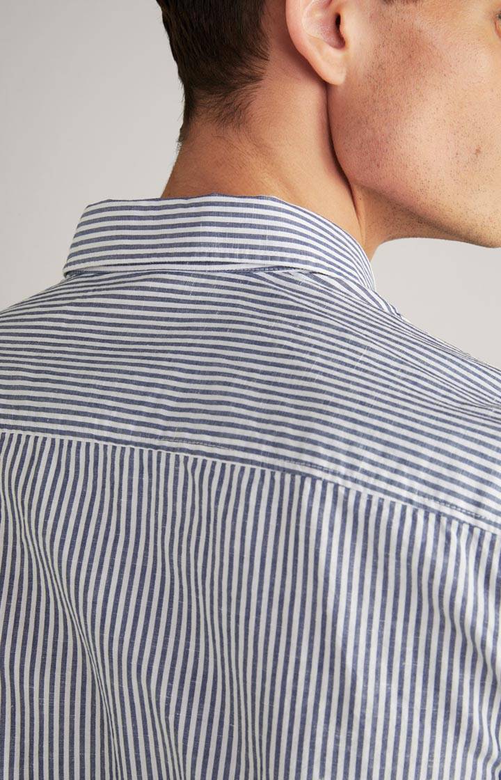 Joop Baumwoll-Leinen-Hemd Herry In Blau Gestreift