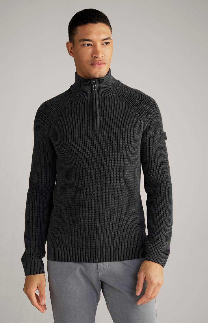 Joop Baumwoll-Pullover Henricus in Schwarz-Grau