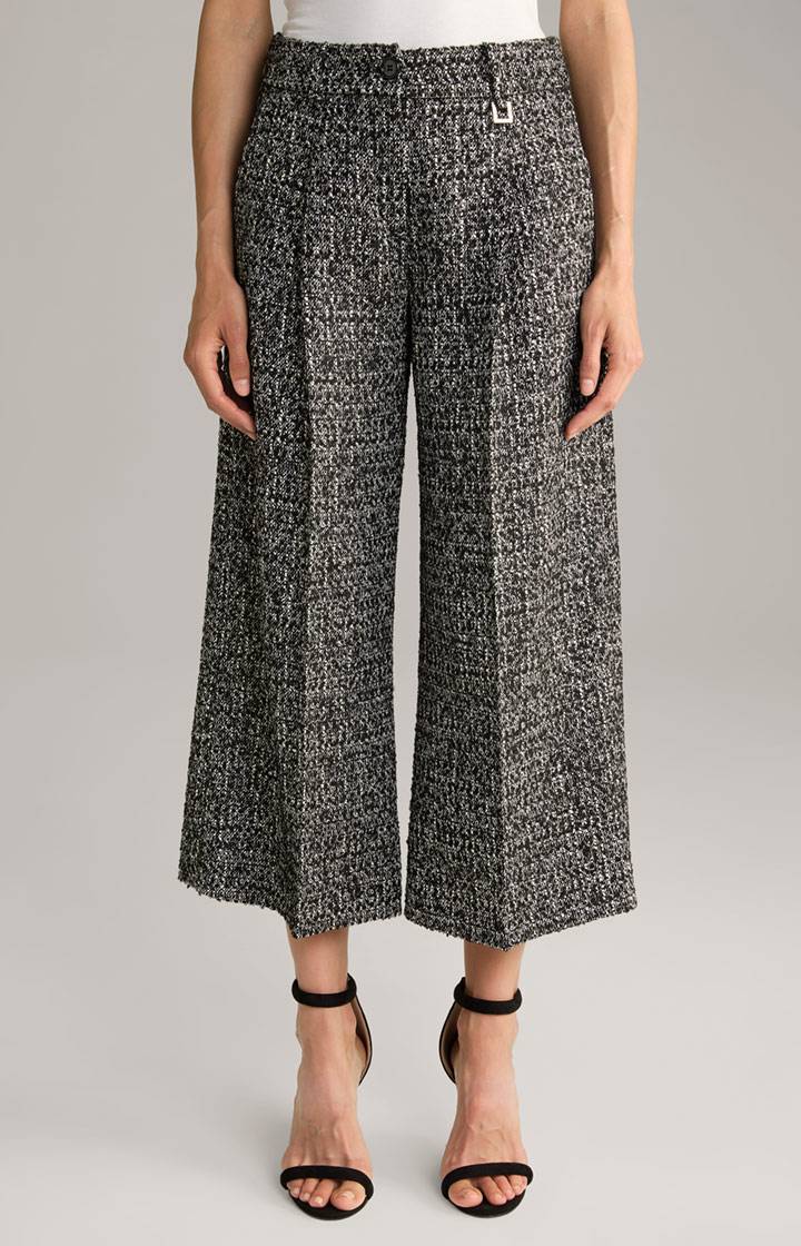 Joop Bouclé-Culotte in Schwarz/Weiß gemustert