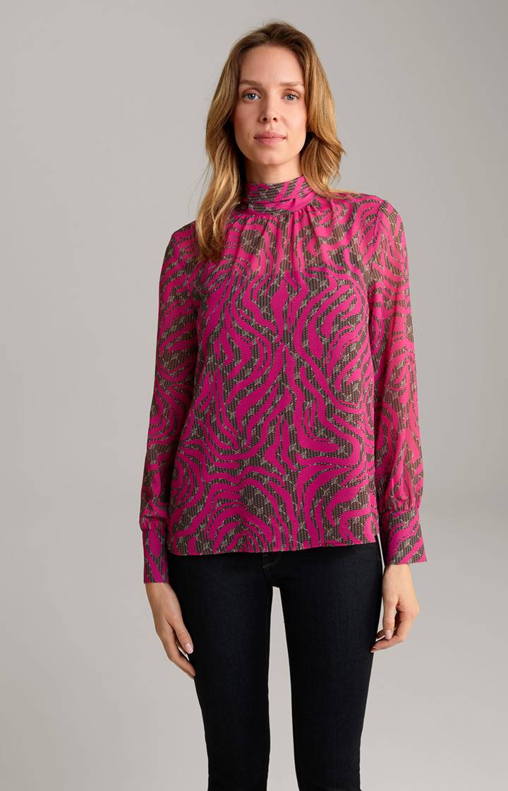 Joop Chiffon-Bluse in Pink/Dunkelbraun