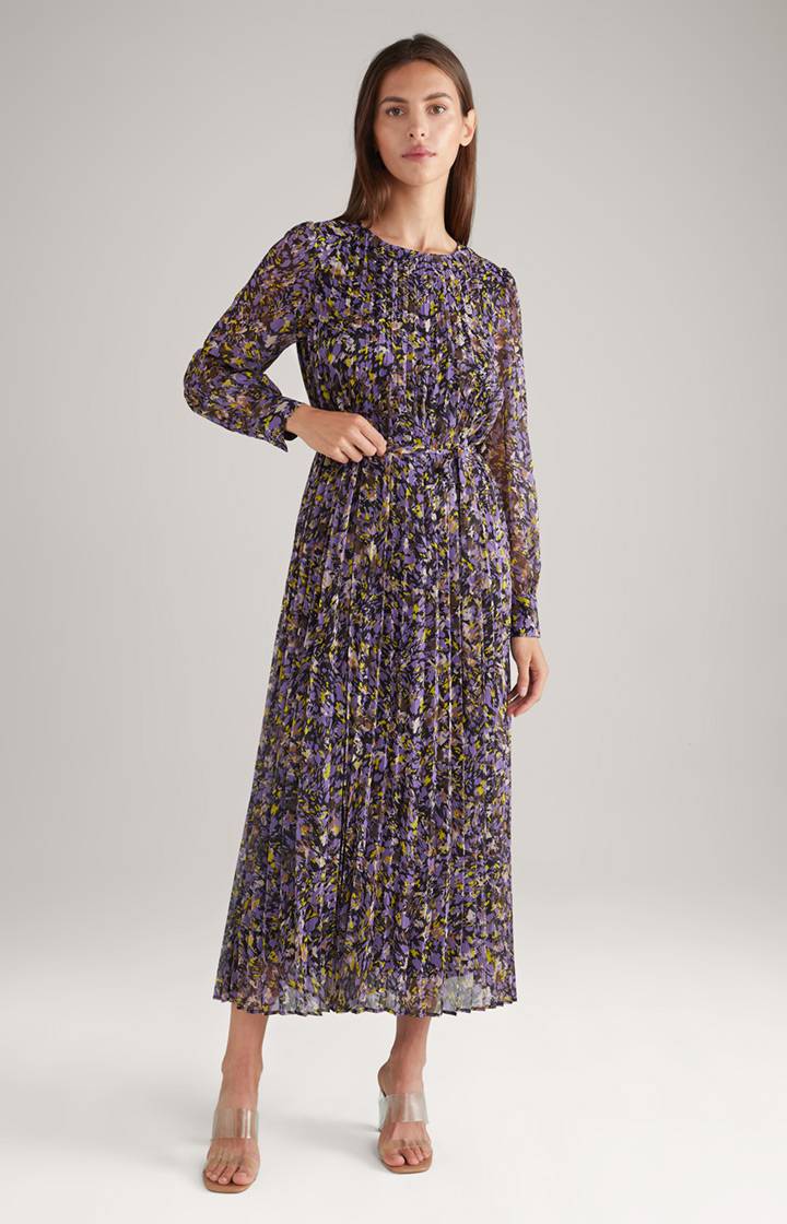 Joop Chiffon-Plissee-Kleid In Lila/Gelb Gemustert