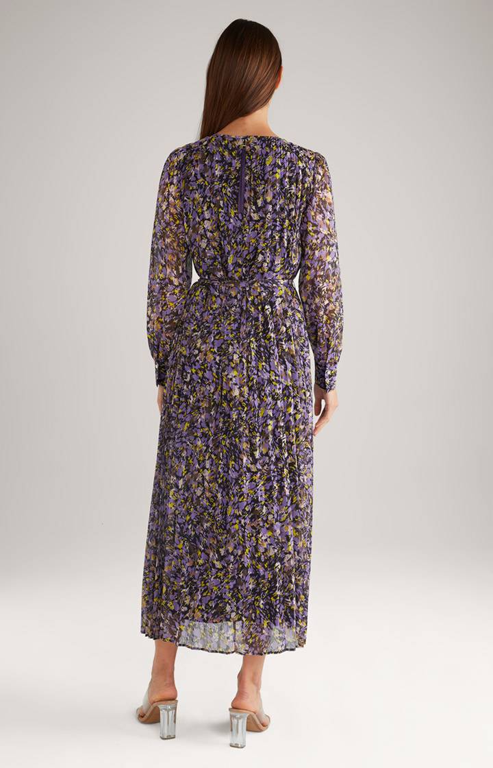 Joop Chiffon-Plissee-Kleid In Lila/Gelb Gemustert