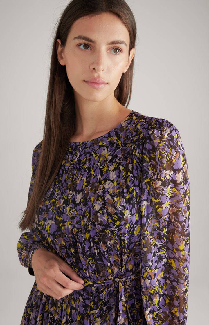 Joop Chiffon-Plissee-Kleid In Lila/Gelb Gemustert