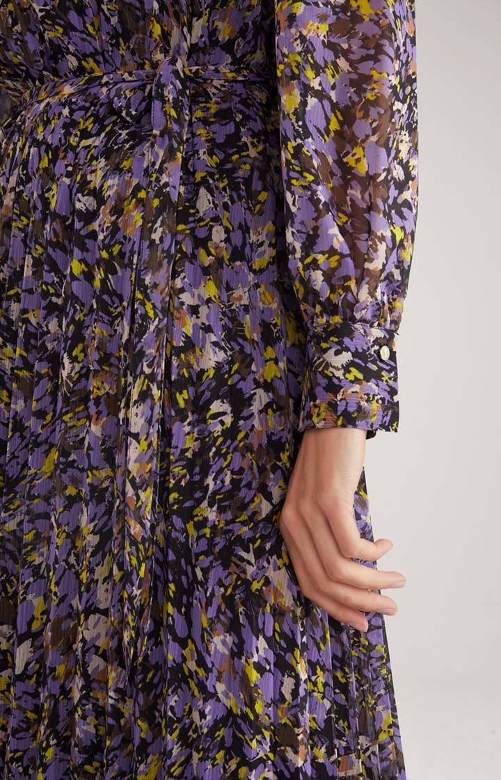 Joop Chiffon-Plissee-Kleid In Lila/Gelb Gemustert