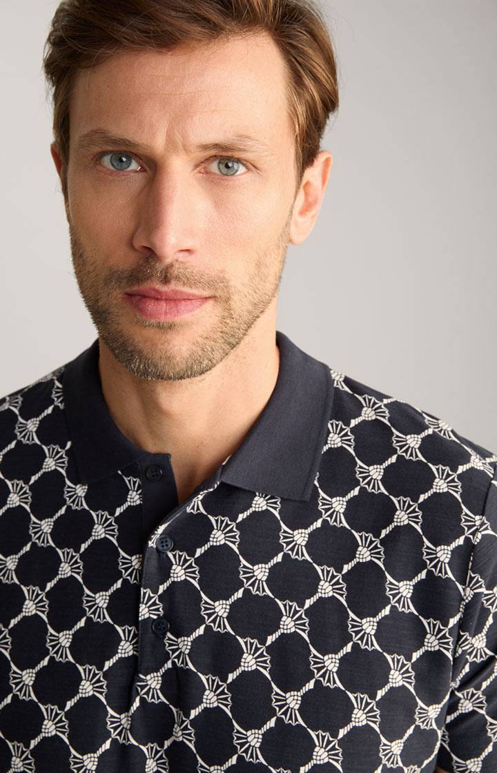 Joop Cornflower-Poloshirt Thilo In Navy Gemustert