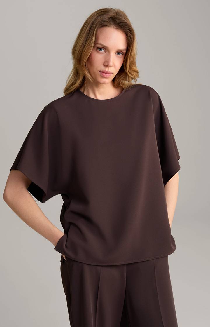 Joop Crêpe-Bluse in Dunkelbraun