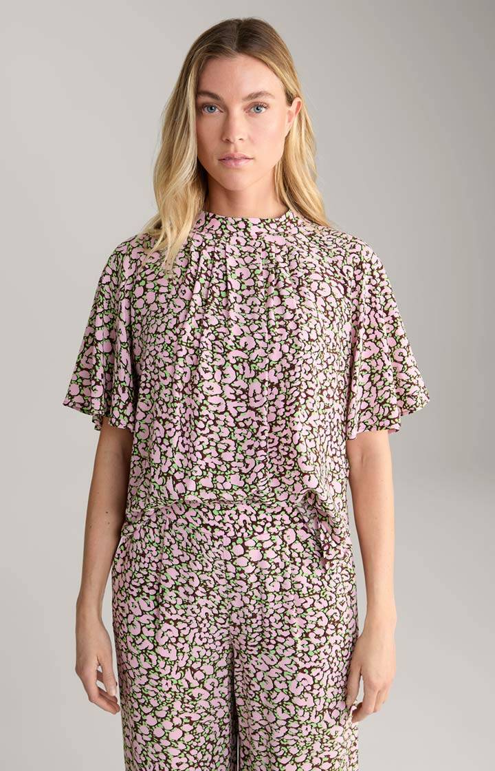 Joop Crêpe-Bluse in Rot/Rosa/Grün