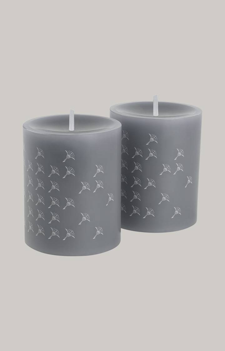 Joop JOOP! FADED CORNFLOWER Stumpenkerze in Schiefer - 2er Set, 10 cm Höhe