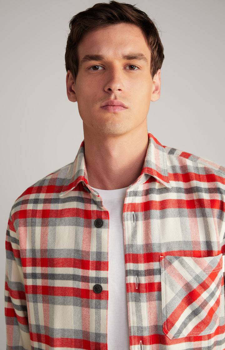 Joop Flanell-Hemd Harvi In Rot/Beige Kariert