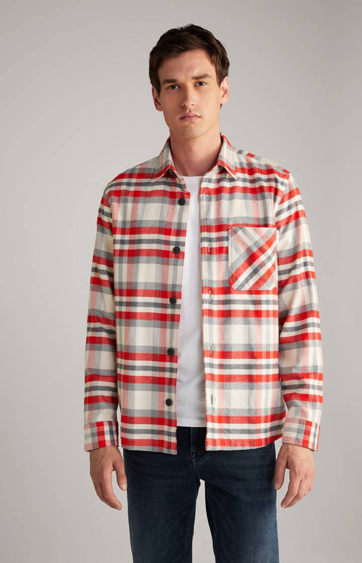 Joop Flanell-Hemd Harvi in Rot/Beige kariert