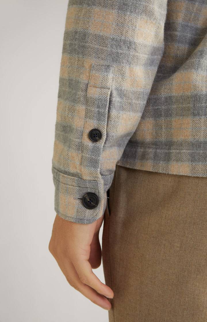 Joop Flanell-Hemd Kalan In Grau/Beige Gemustert