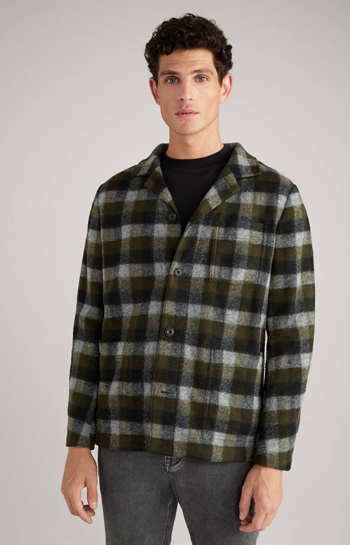 Joop Flanell-Overshirt Haiko in Grün/Grau kariert