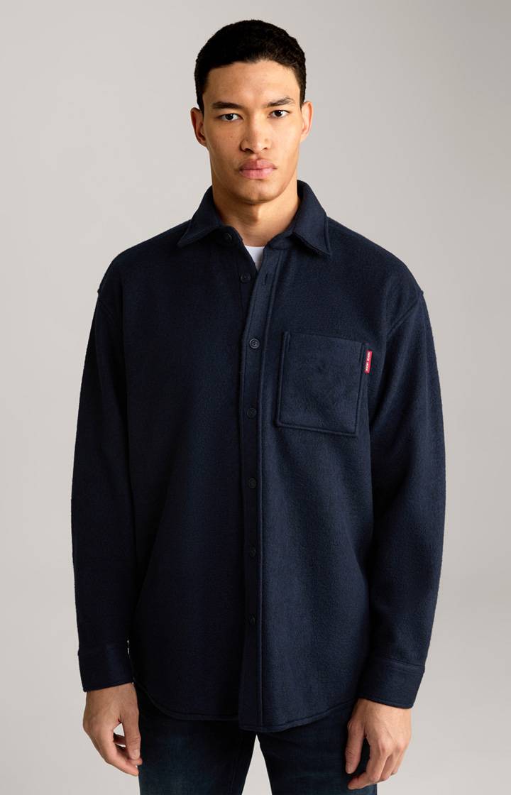Joop Fleece-Hemdjacke Hako in Navy meliert