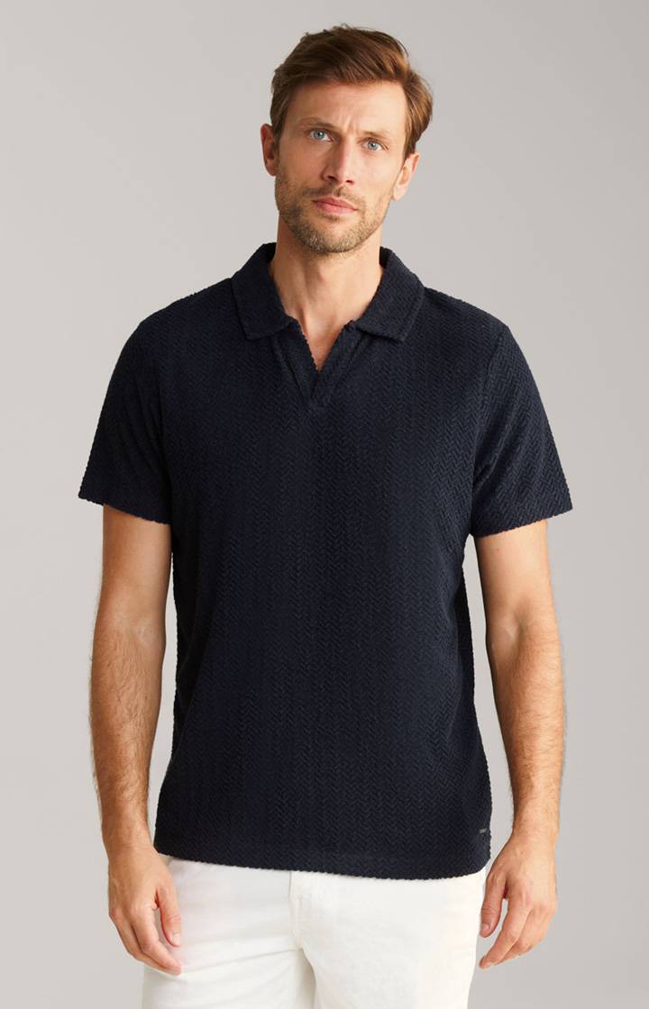 Joop Frottee-Polohemd Piero in Navy strukturiert