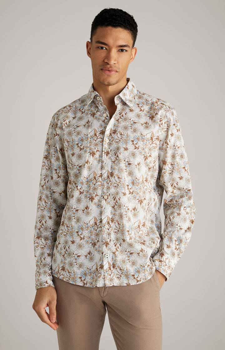 Joop Hemd Hanson in Braun/Ecru gemustert