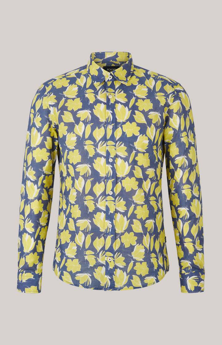Joop Hemd Hanson In Dunkelblau/Gelb Gemustert