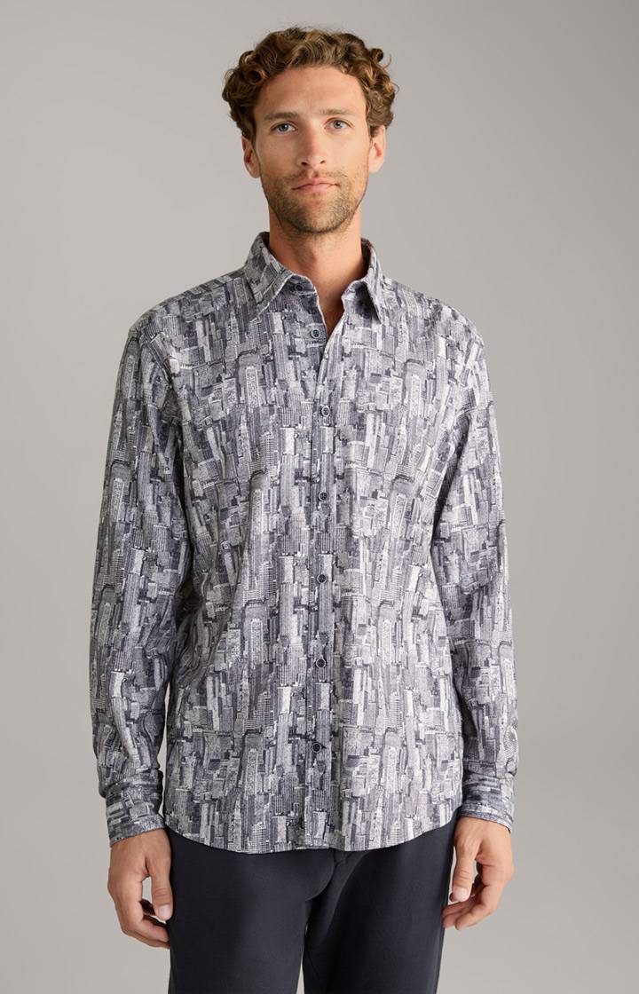 Joop Hemd Hanson in Dunkelblau gemustert