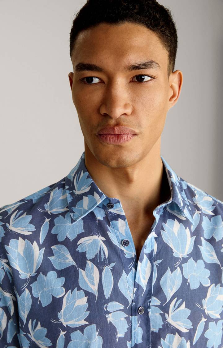 Joop Hemd Hanson In Dunkelblau/Hellblau Gemustert