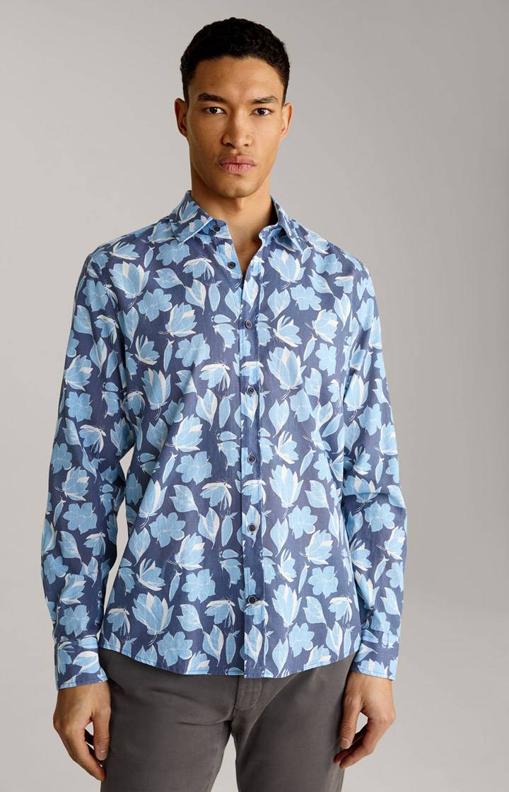 Joop Hemd Hanson in Dunkelblau/Hellblau gemustert