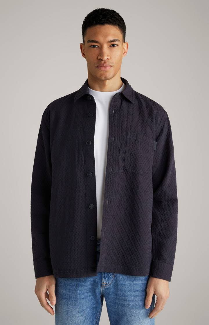 Joop Hemd Harvi in Dunkelblau strukturiert