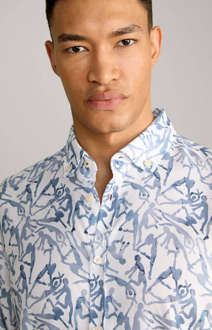 Joop Hemd Heli In Weiß-Blau Gemustert