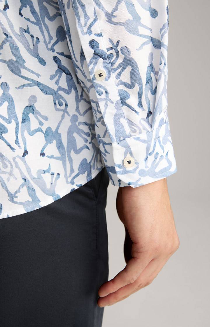 Joop Hemd Heli In Weiß-Blau Gemustert