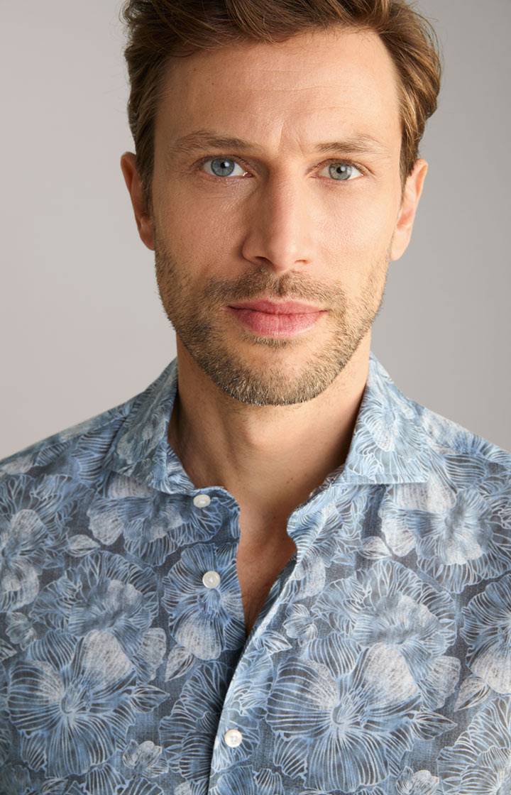 Joop Hemd Pai In Grau/Blau Gemustert