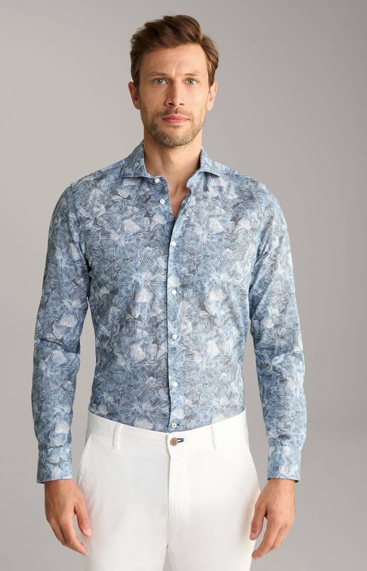 Joop Hemd Pai in Grau/Blau gemustert