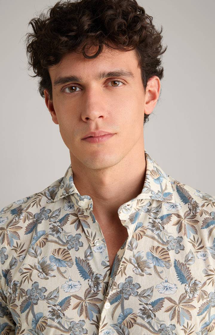 Joop Hemd Pai In Hellbeige/Blau Gemustert