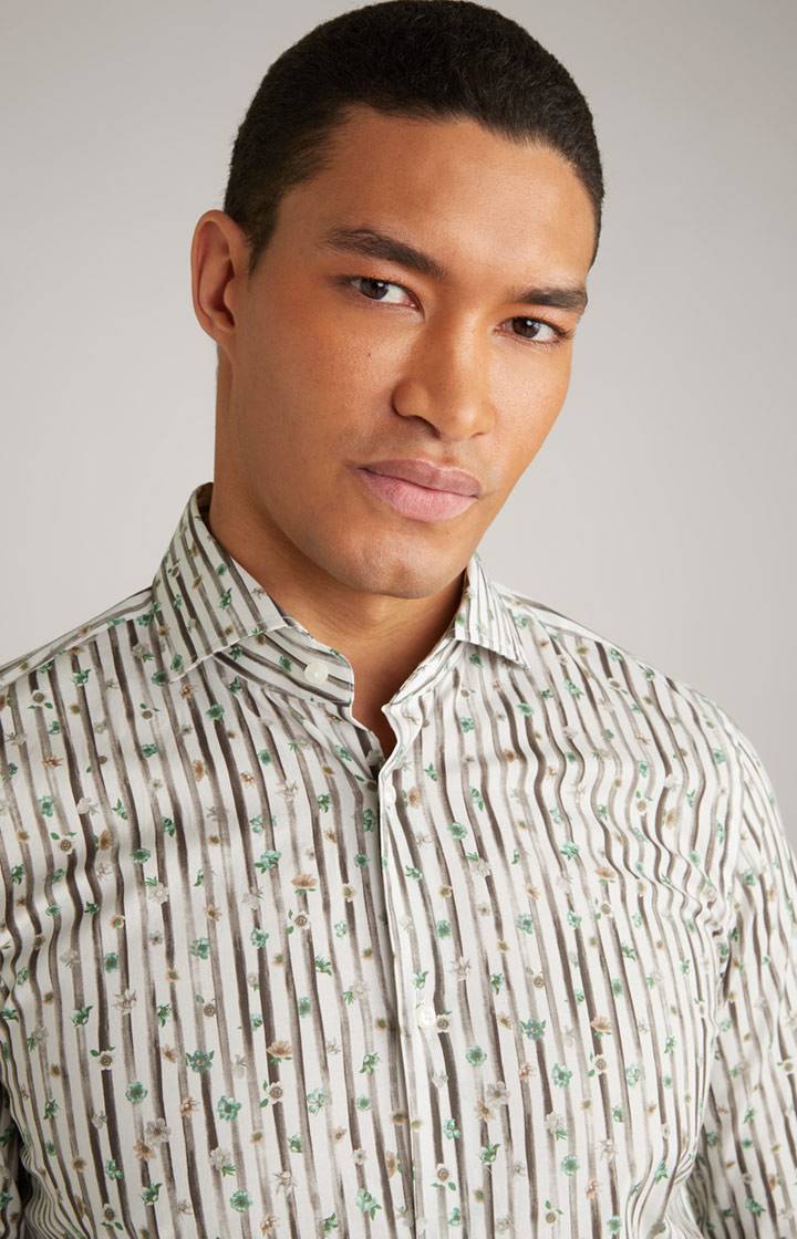 Joop Hemd Pai In Offwhite/Hellgrün/Braun Gemustert
