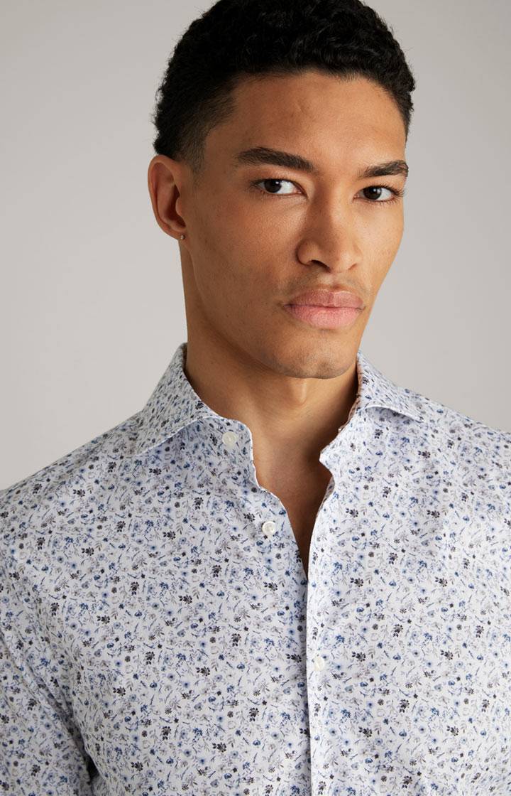 Joop Hemd Pai In Weiß/Blau Gemustert