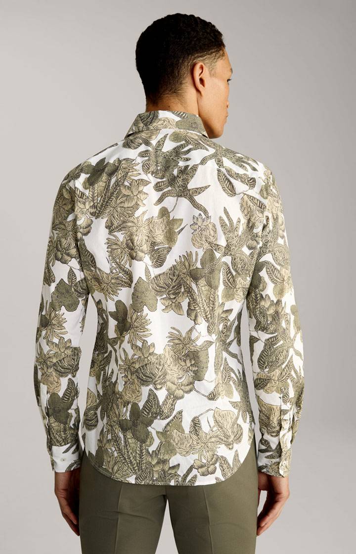 Joop Hemd Pai In Weiß-Oliv Gemustert