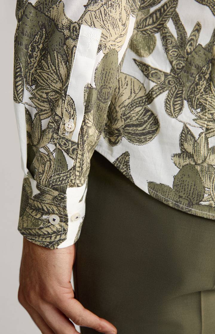 Joop Hemd Pai In Weiß-Oliv Gemustert