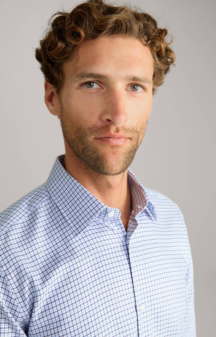 Joop Hemd Pierce Blau/Weiß Gemustert