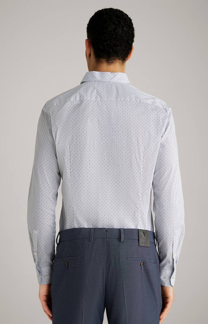 Joop Hemd Pit In Weiß/Dunkelblau Gemustert