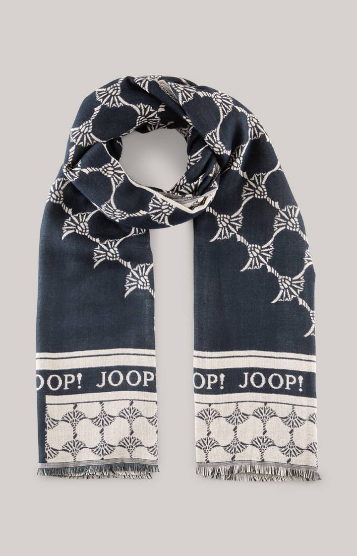 Joop Jacquard-Schal In Dunkelblau/Beige
