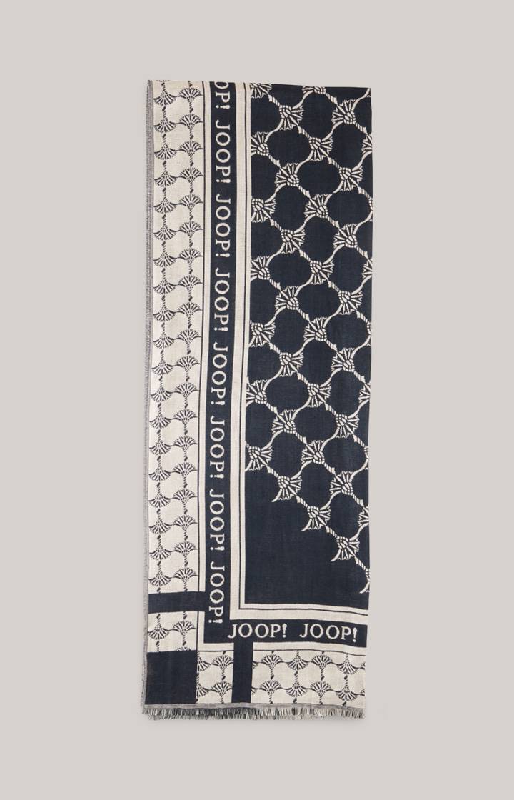 Joop Jacquard-Schal In Dunkelblau/Beige