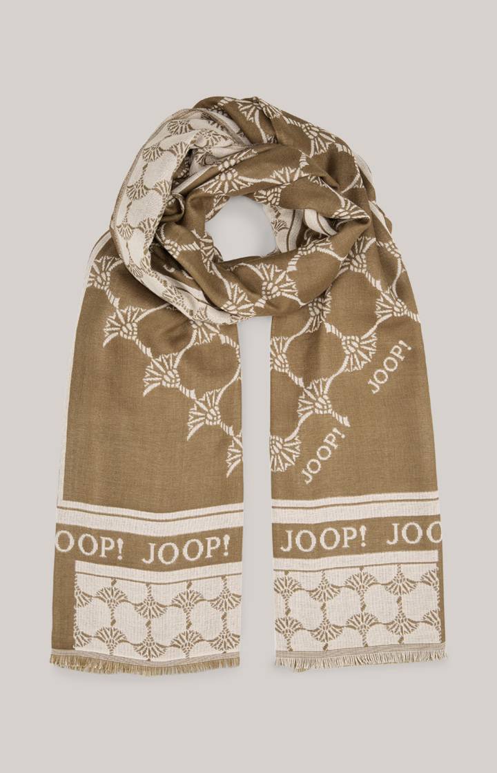Joop Jacquard-Schal in Grün-Beige