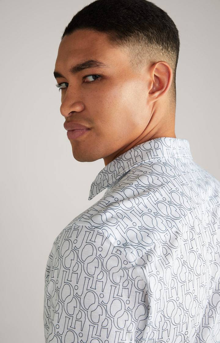 Joop Jersey-Hemd Pit In Weiß/Dunkelblau Gemustert