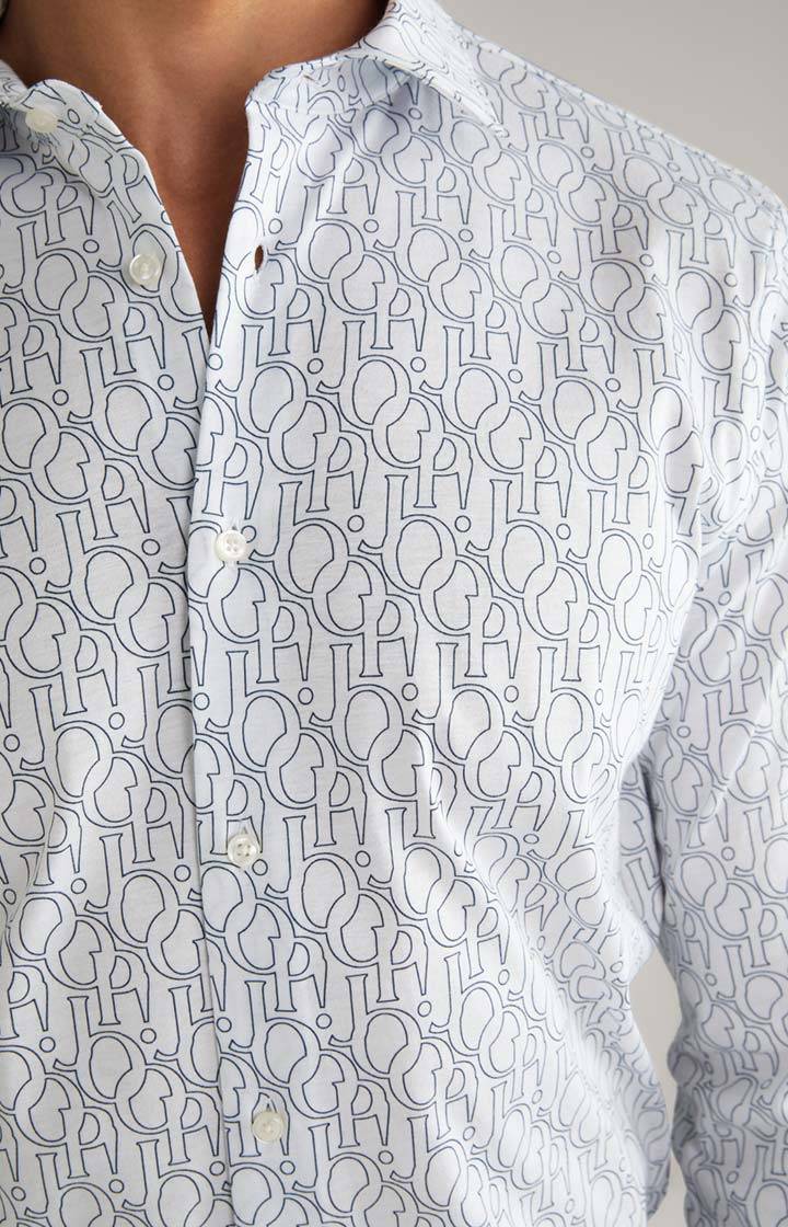 Joop Jersey-Hemd Pit In Weiß/Dunkelblau Gemustert