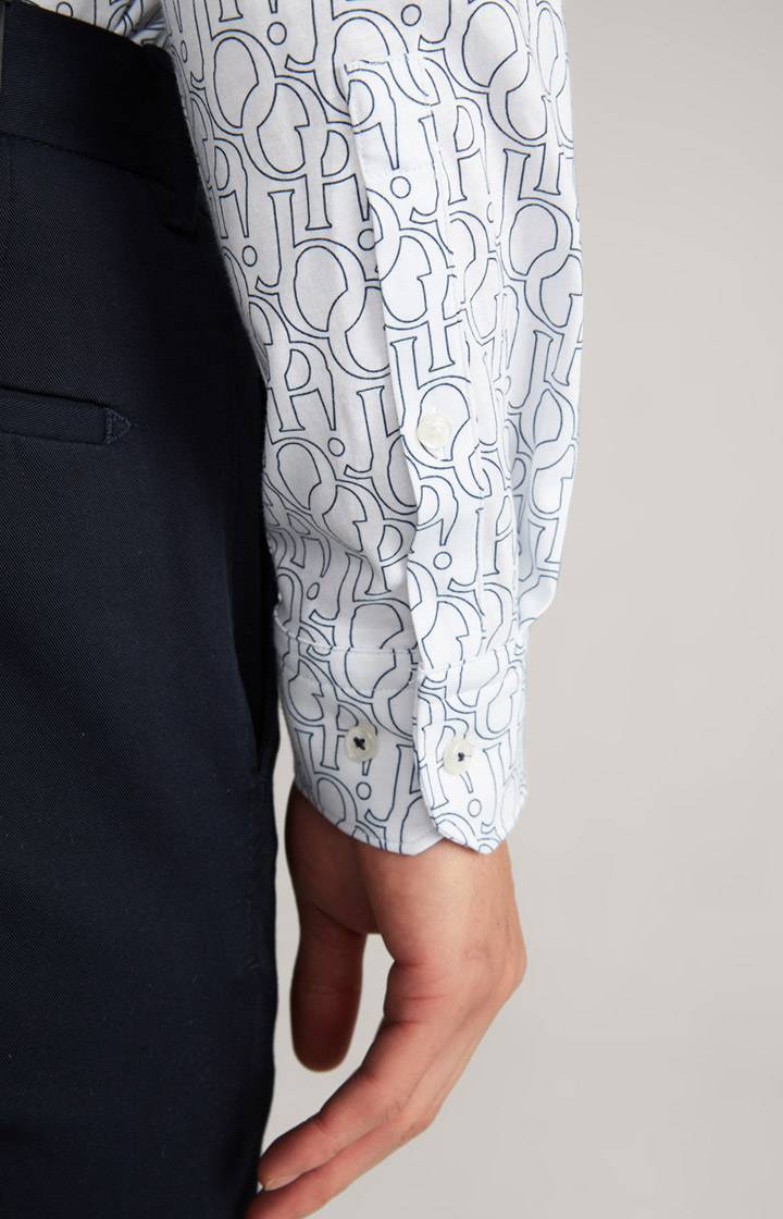 Joop Jersey-Hemd Pit In Weiß/Dunkelblau Gemustert