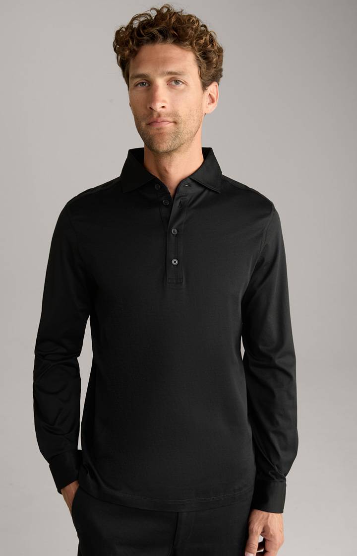Joop Langarm-Poloshirt Baldwin in Schwarz