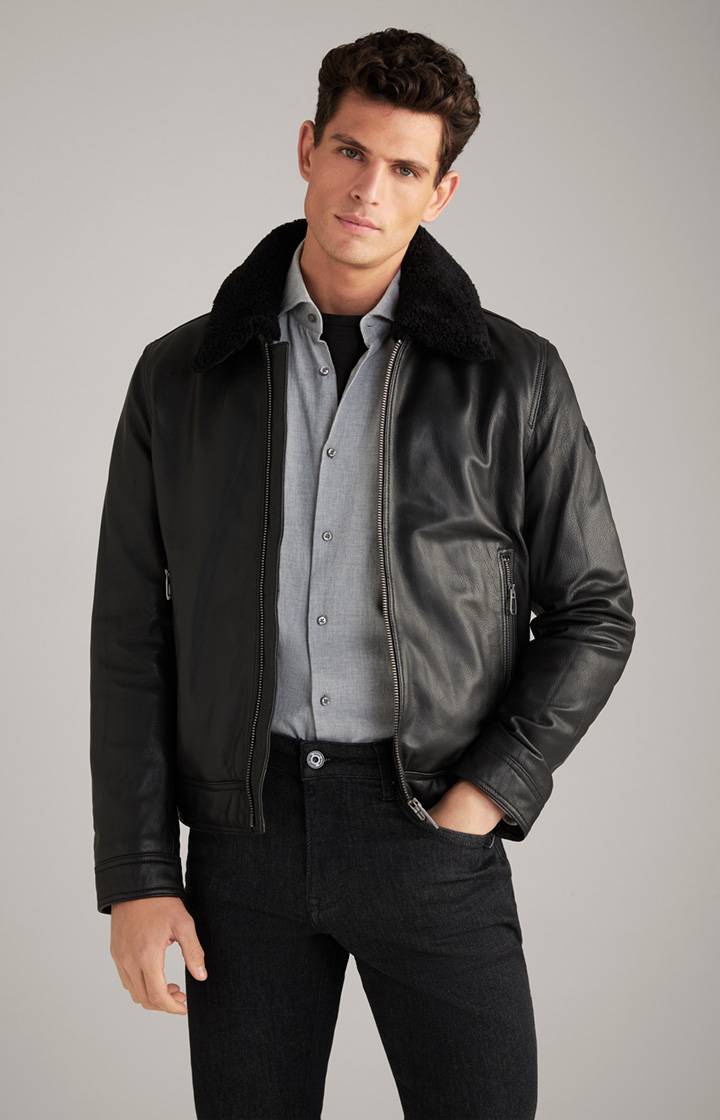 Joop Lederjacke Mech in Schwarz