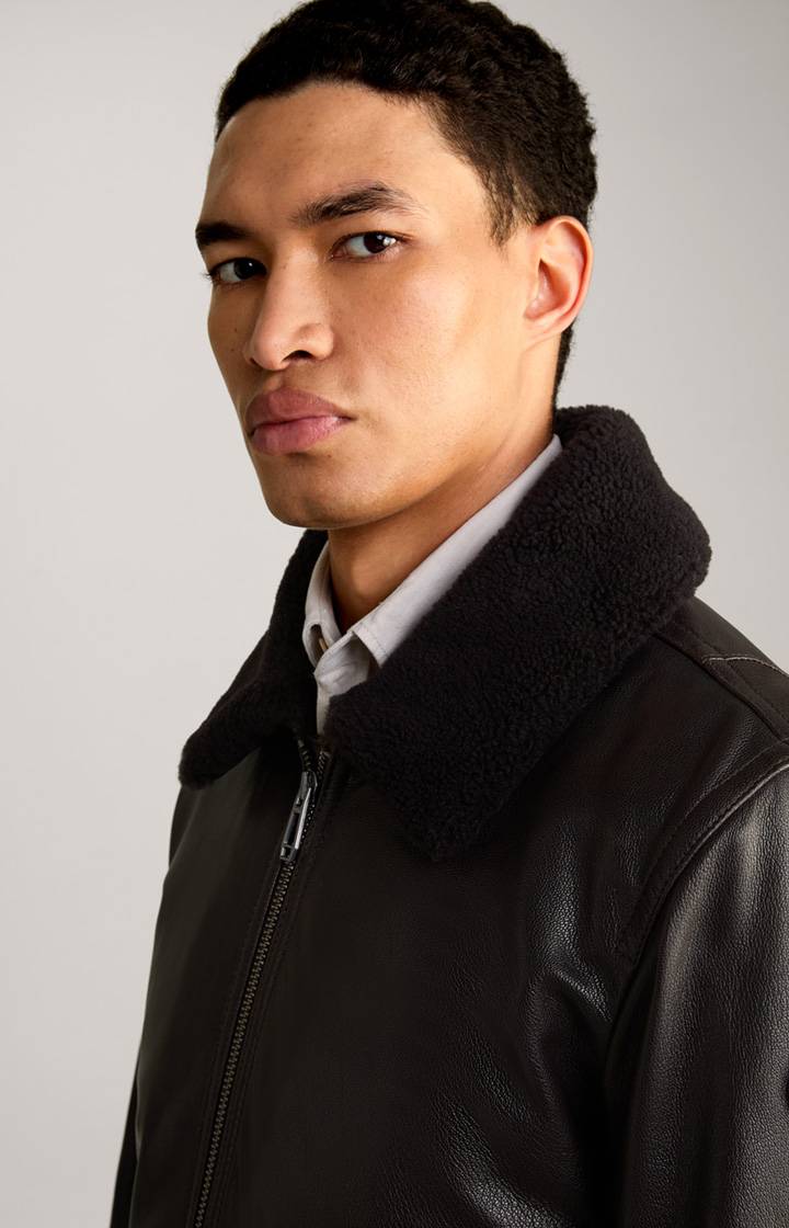 Joop Lederjacke Mesh In Dunkelbraun