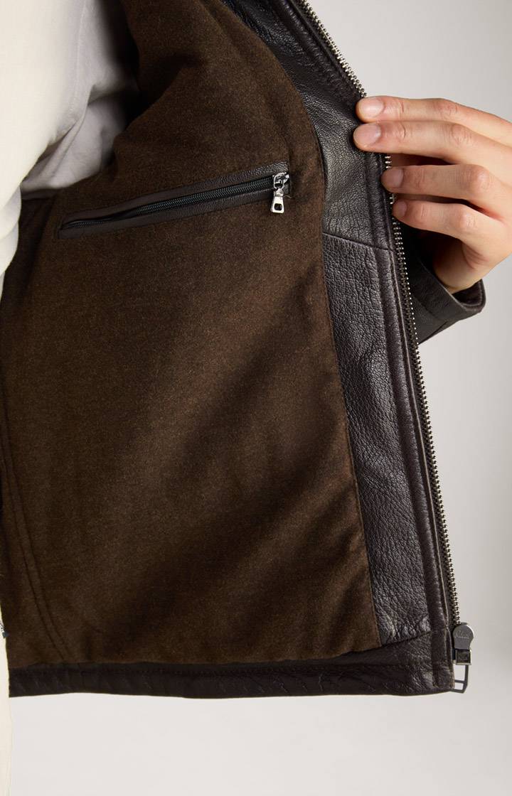 Joop Lederjacke Mesh In Dunkelbraun