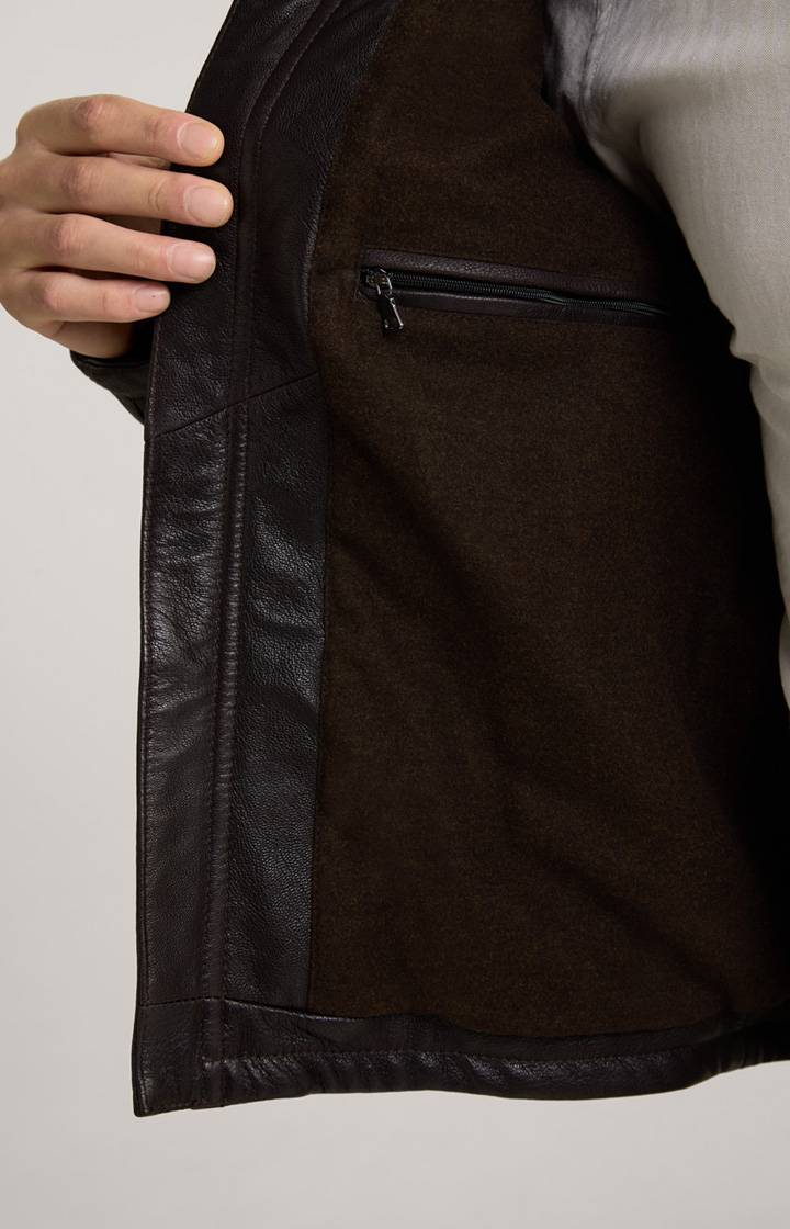 Joop Lederjacke Mesh In Dunkelbraun